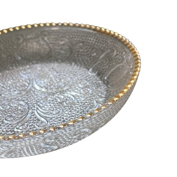 Vintage Jeannette Harp Glass Coaster with Gold Beaded Trim Single Retro - Picture 6 of 6